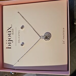Bijoux Bar “Delicates” - Cubic Zirconia 16in Necklace & Studs in gift box - NWT